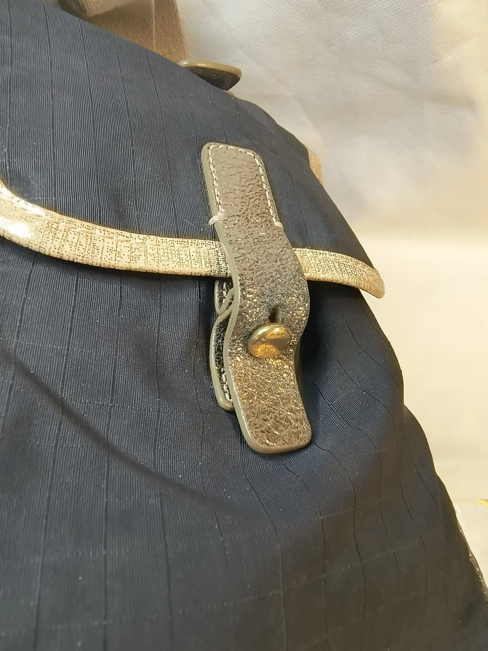Marc Jacobs Navy Messenger Bag with Gold Trim